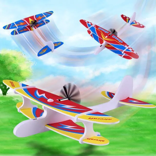 Alt view image 7 of 7 - HTLNUZD Foam Plane Glider Hand Airplanes Capacitor Electric Plane Light Inertial EVA Outdoor Aircraft Model1pc
