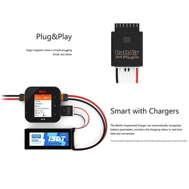Alt view image 4 of 7 - HTLNUZD ISDT BattAir Bluetooth 2S / 3S-4S / 5S-6S Controller Plugin Voltage Checker, APP Smart Plug for Life/LiPo/LiHv/ULiHv Battery (3PCS) (5S~6S)