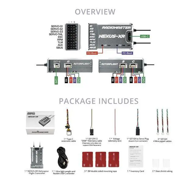Alt view image 7 of 7 - HTLNUZD Radiomaster Nexus-XR Helicopter for Flight Controller with Integrated 2.4G ELRS Receiver (red)