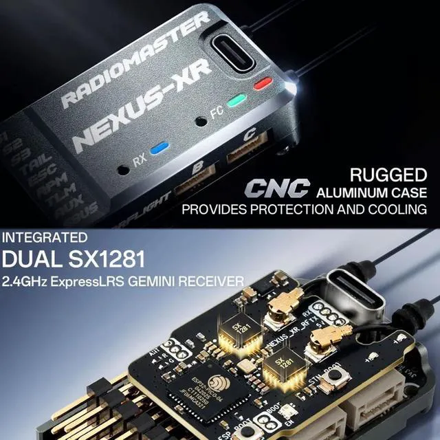 Alt view image 5 of 7 - HTLNUZD Radiomaster Nexus-XR Helicopter for Flight Controller with Integrated 2.4G ELRS Receiver (red)