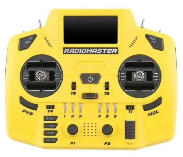 Alt view image 3 of 6 - HTLNUZD Radiomaster GX12 Crush ELRS Radio Transmitter - 2.4G Dual 1W, Gemini Xrossband Mode2 (Yellow)