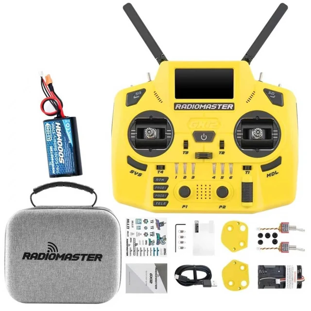 Alt view image 6 of 6 - HTLNUZD Radiomaster GX12 Crush ELRS Radio Transmitter - 2.4G Dual 1W, Gemini Xrossband Mode2 (Yellow)