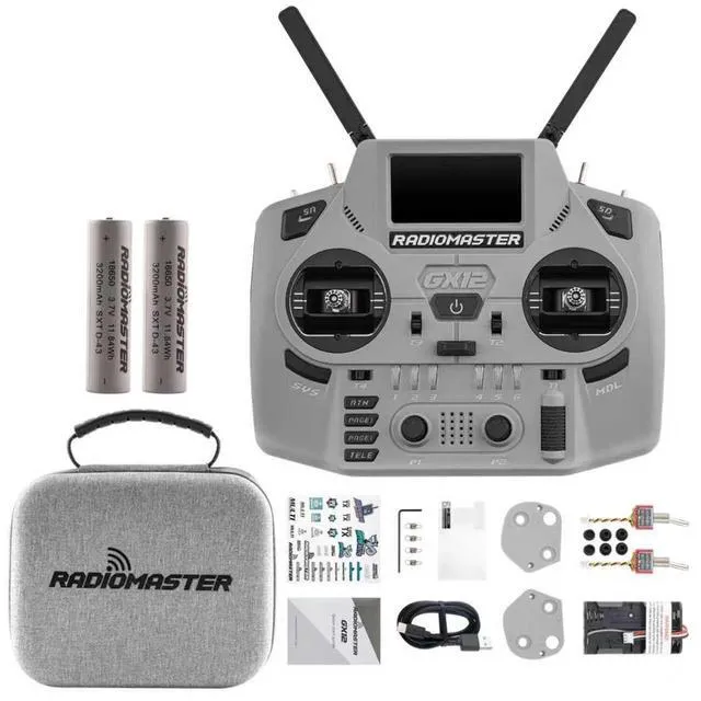 Alt view image 7 of 7 - Radiomaster GX12 Crush ELRS Radio Transmitter - 2.4G Dual 1W, Gemini Xrossband Mode2 (Grey+18650)