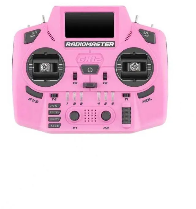Alt view image 3 of 7 - HTLNUZD Radiomaster GX12 Crush ELRS Radio Transmitter - 2.4G Dual 1W, Gemini Xrossband Mode2 (Pink)