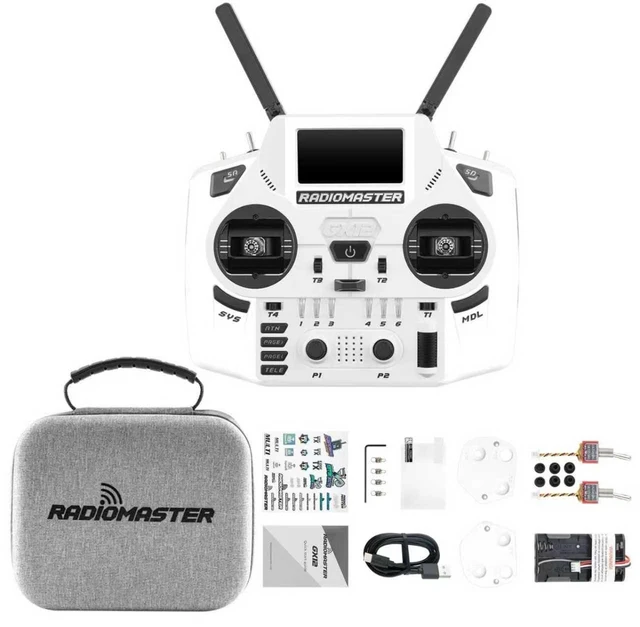 Main image of HTLNUZD Radiomaster GX12 Crush ELRS Radio Transmitter - 2.4G Dual 1W, Gemini Xrossband Mode2 (White)