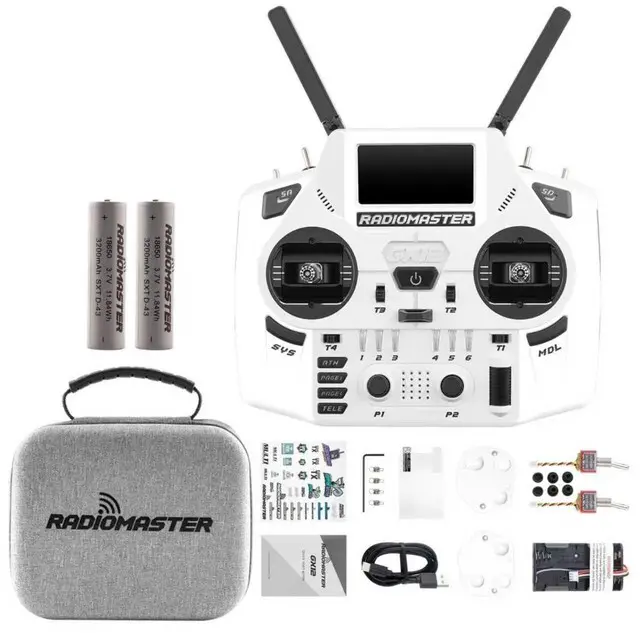Alt view image 6 of 7 - HTLNUZD Radiomaster GX12 Crush ELRS Radio Transmitter - 2.4G Dual 1W, Gemini Xrossband Mode2 (White+5000mah)