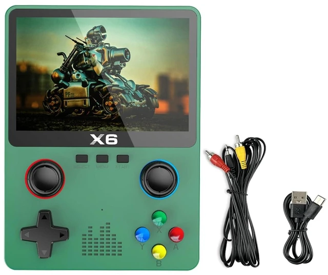 Main image of HTLNUZD X6 3.5Inch IPS Portable Handheld Game Console Screen Dual Joystick 11 Simulators GBA Video 10000+ Classic Games Gift (Green - Single)