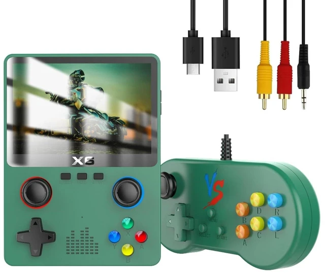 Main image of HTLNUZD X6 3.5Inch IPS Portable Handheld Game Console Screen Dual Joystick 11 Simulators GBA Video 10000+ Classic Games Gift (Green - Doubles)