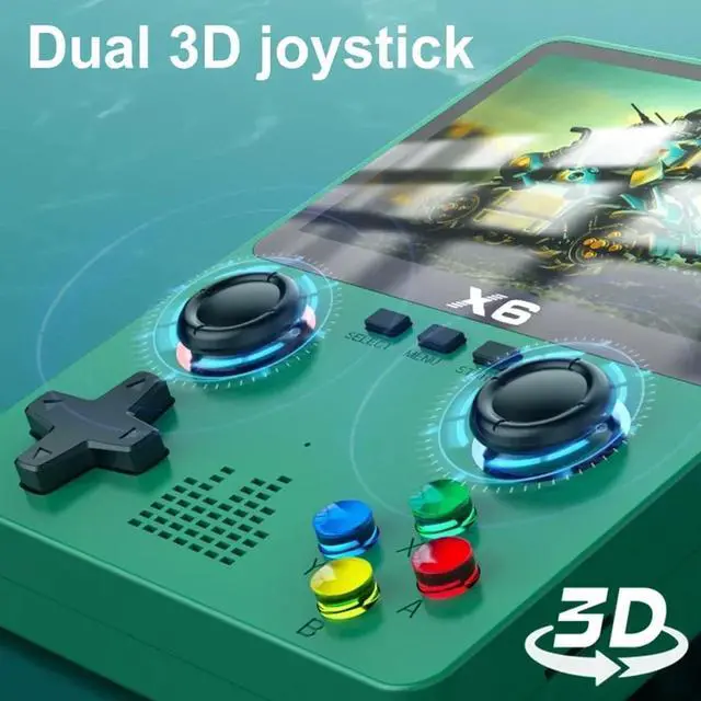 Alt view image 7 of 7 - HTLNUZD X6 3.5Inch IPS Portable Handheld Game Console Screen Dual Joystick 11 Simulators GBA Video 10000+ Classic Games Gift (Green - Doubles)