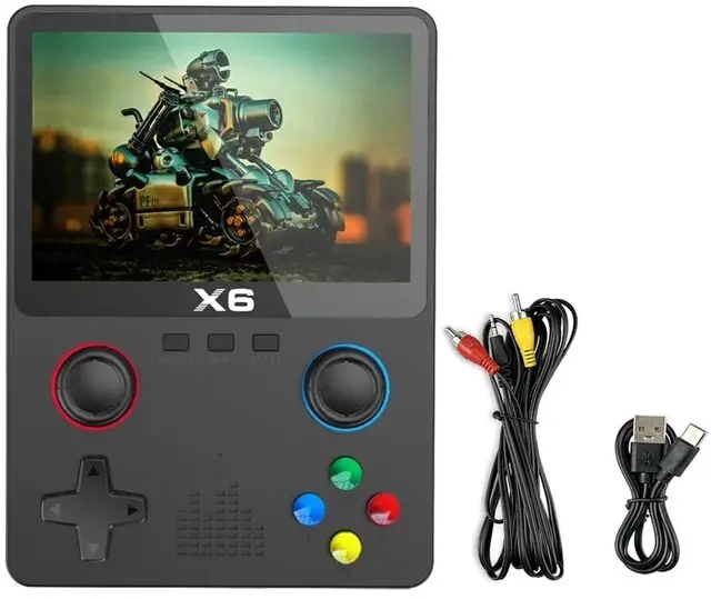 Main image of HTLNUZD X6 3.5Inch IPS Portable Handheld Game Console Screen Dual Joystick 11 Simulators GBA Video 10000+ Classic Games Gift (Black- Single)