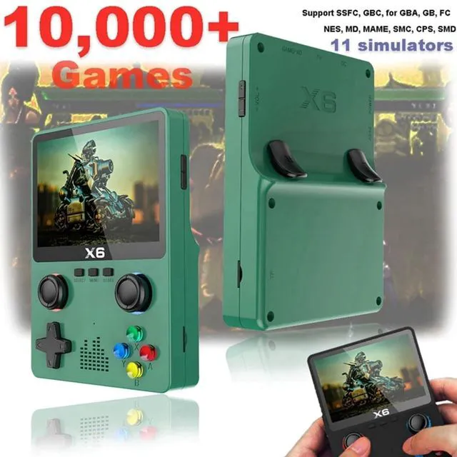 Alt view image 3 of 7 - HTLNUZD X6 3.5Inch IPS Portable Handheld Game Console Screen Dual Joystick 11 Simulators GBA Video 10000+ Classic Games Gift (Black- Single)