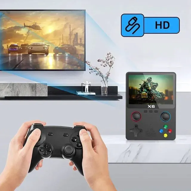 Alt view image 4 of 7 - HTLNUZD X6 3.5Inch IPS Portable Handheld Game Console Screen Dual Joystick 11 Simulators GBA Video 10000+ Classic Games Gift (Black- Single)