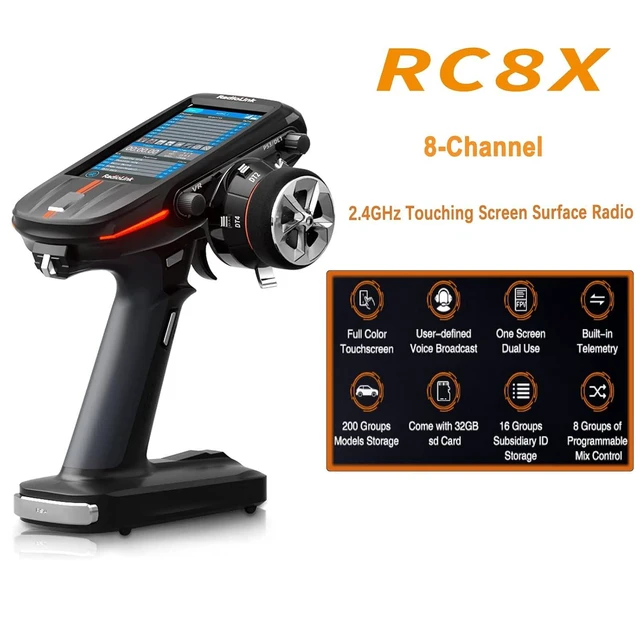 Alt view image 2 of 7 - HTLNUZD Radiolink RC8X 8 Channels 2.4GHz RC Transmitter, R8FG and R4FGM Gyro Receivers with EWRF 708R 5.8G 48CH Wireless Audio/Video FPV Receiver, for RC Crawler, Boats Etc. (Radiolink RC8X Standard)