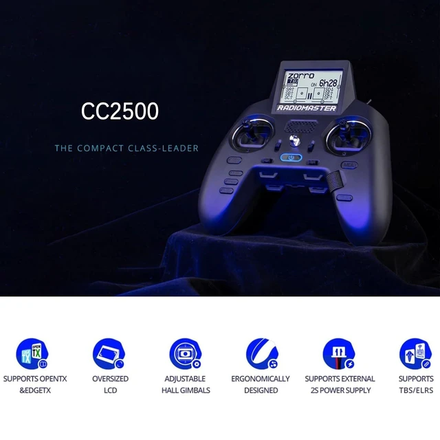Alt view image 2 of 7 - HTLNUZD CC2500 Hall Handle Remote Control 2.4GHz 16CH JP4in1/ ELRS TX High Frequency Configurations Transmitter Mode2 for FPV Drones