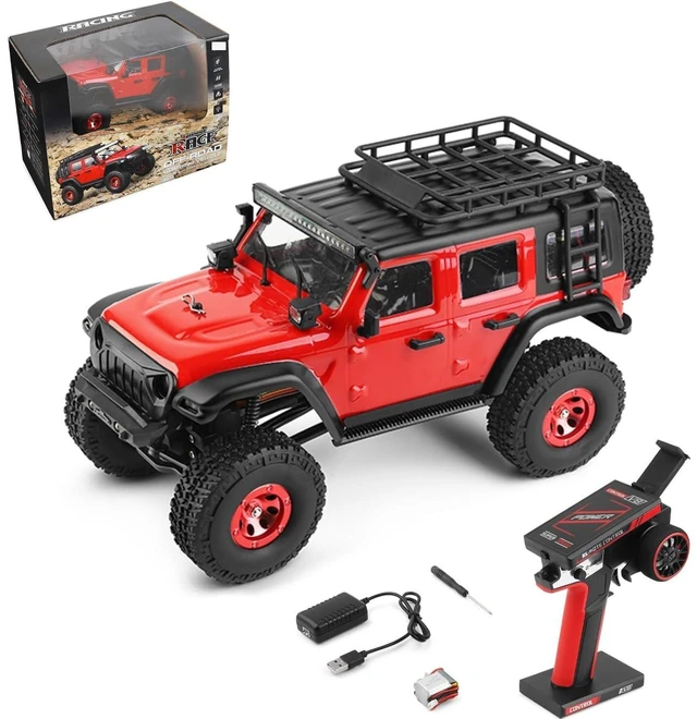 Main image of HTLNUZD 1/24 RC Truck 2428 4WD Electric RC Rock Crawler with LED Light 130 Carbon Brush Motor 3KM/H All Terrain Off Road Racing Car for Christmas,Festival Gift