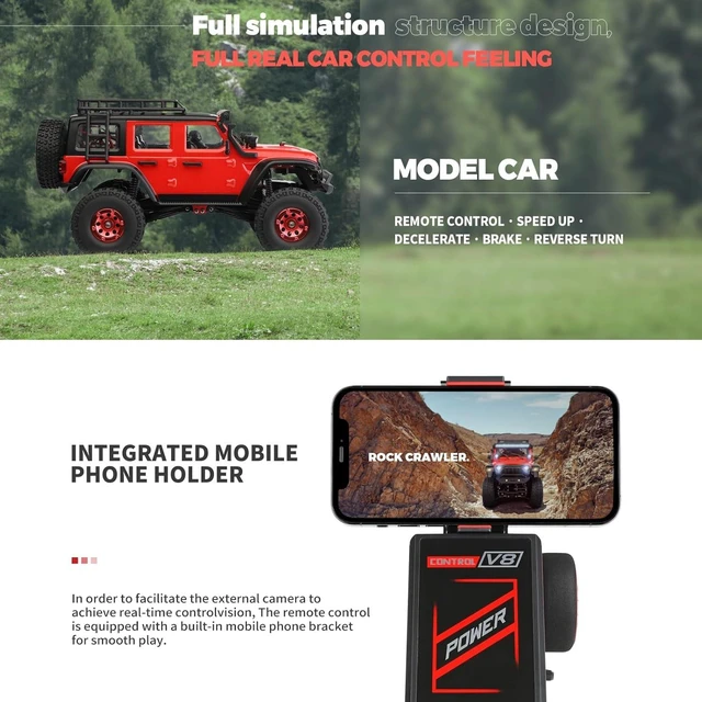 Alt view image 4 of 7 - HTLNUZD 1/24 RC Truck 2428 4WD Electric RC Rock Crawler with LED Light 130 Carbon Brush Motor 3KM/H All Terrain Off Road Racing Car for Christmas,Festival Gift