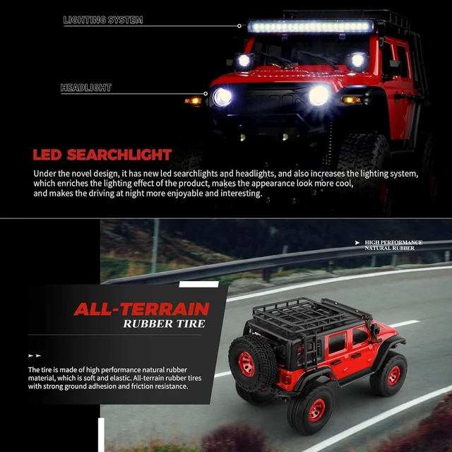 Alt view image 6 of 7 - HTLNUZD 1/24 RC Truck 2428 4WD Electric RC Rock Crawler with LED Light 130 Carbon Brush Motor 3KM/H All Terrain Off Road Racing Car for Christmas,Festival Gift