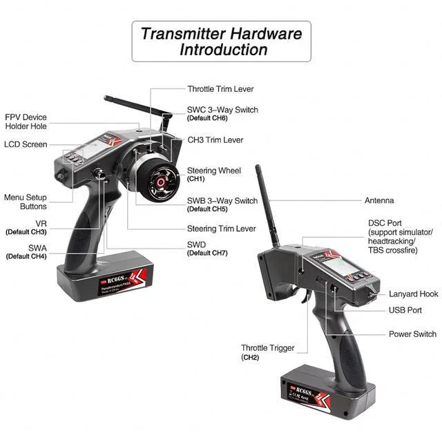 Alt view image 3 of 7 - HTLNUZD Radiolink RC6GS V3 7 Channels 2.4GHz RC Transmitter, with R7FG Gyro RX Volt Telemetry Integrated Receiver Dual Mix Programmable Controller for Crawler, Tanks, Buggy, Boats