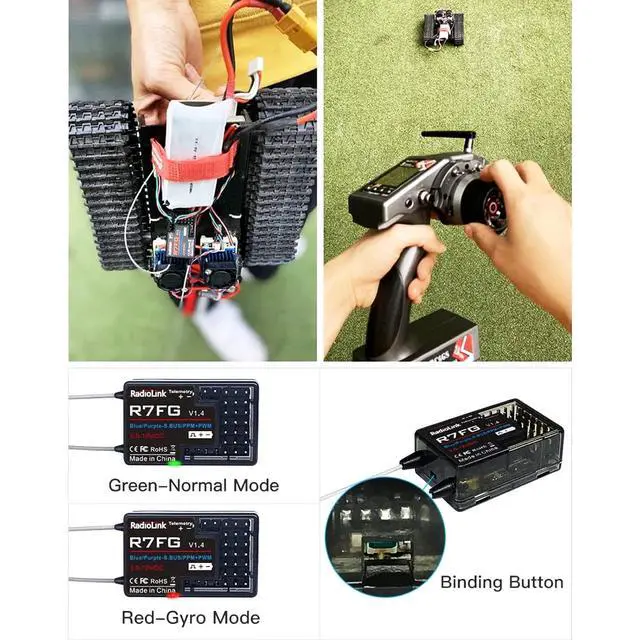 Alt view image 4 of 7 - HTLNUZD Radiolink RC6GS V3 7 Channels 2.4GHz RC Transmitter, with R7FG Gyro RX Volt Telemetry Integrated Receiver Dual Mix Programmable Controller for Crawler, Tanks, Buggy, Boats