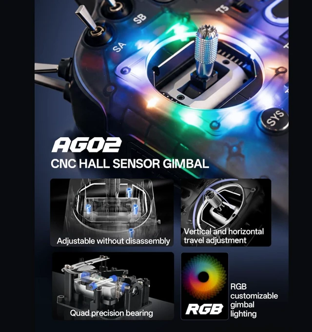 Alt view image 3 of 7 - RadioMaster GX15 MAX Gemini ELRS AG02 Hall Gimbal Touchscreen FPV Radio