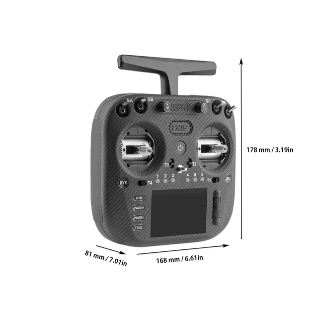 Alt view image 5 of 7 - RadioMaster TX15 Max V5.0 16CH 2.4G RC Transmitter - ELRS, 3.5" IPS Touchscreen, AG02 CNC Hall Gimbals, Built-in Gyro & Mic, Supports OpenTX/EdgeTX, Mode 2 for FPV (TX15 MAX- Anodized Black)