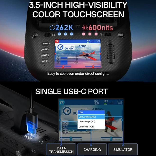 Alt view image 4 of 7 - RadioMaster TX15 Max V5.0 16CH 2.4G RC Transmitter - ELRS, 3.5" IPS Touchscreen, AG02 CNC Hall Gimbals, Built-in Gyro & Mic, Supports OpenTX/EdgeTX, Mode 2 for FPV (TX15 MAX- Anodized Gold)
