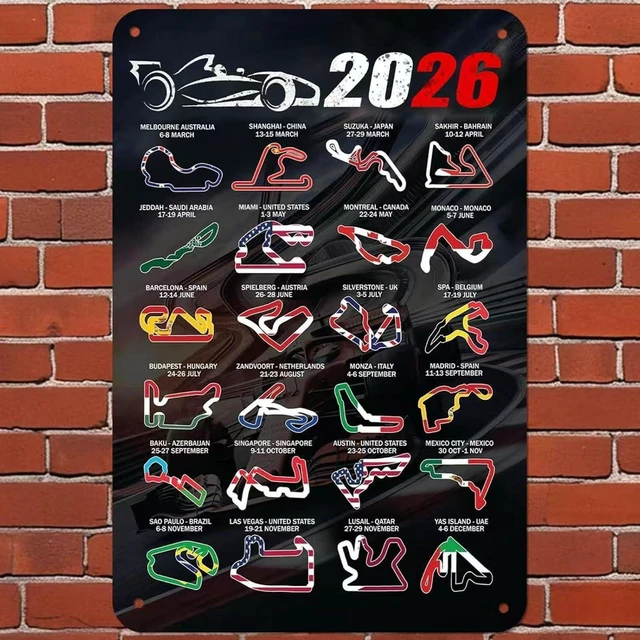 Alt view image 7 of 7 - HTLNUZD 2026 New F1 Track Metal Poster - Formula One Racing Club Wall Art Decor for Car Enthusiasts (Sheet Aluminum-7.8x11.8inch)
