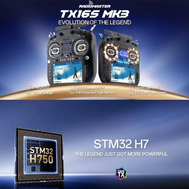 Alt view image 2 of 7 - HTLNUZD Radiomaster TX16S MK3 RC Transmitter, ExpressLRS Gemini Dual Band 2.4GHz 900MHz, V6 Hall Gimbal 5" IPS Touchscreen RC Radio Controller