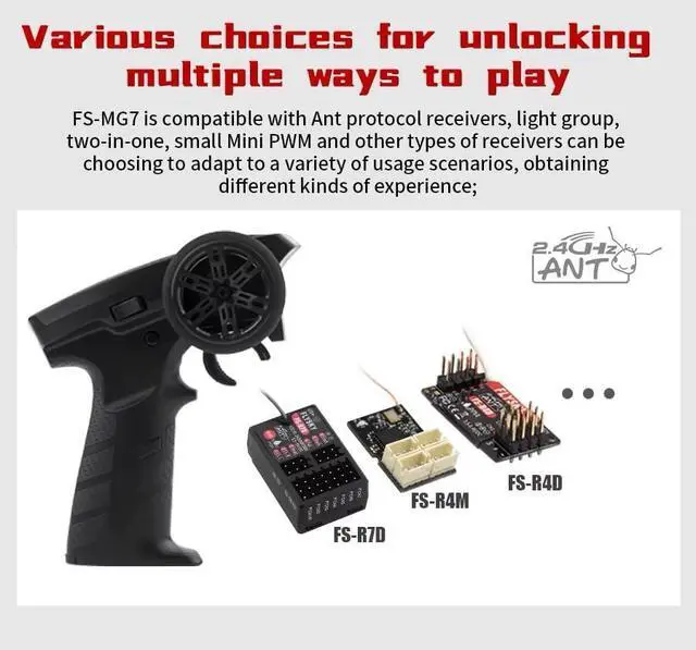 Alt view image 2 of 7 - HTLNUZD Flysky FS-MG7 RC Transmitter 7 Channels Professional 2.4GHz Digital System with FS R7D Receiver for RC Car Crawler, Buggy, Cars and Boat