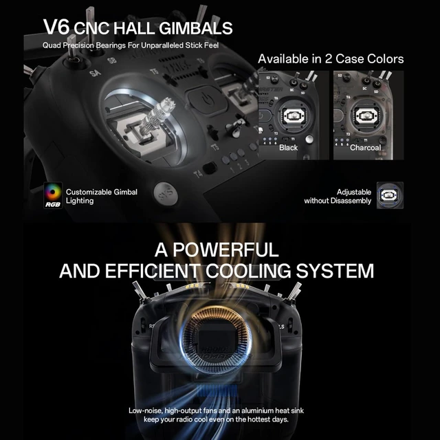 Alt view image 6 of 7 - HTLNUZD Radiomaster TX16S MK3 RC Transmitter, ExpressLRS Gemini Dual Band 2.4GHz 900MHz, V6 Hall Gimbal 5" IPS Touchscreen RC Radio Controller