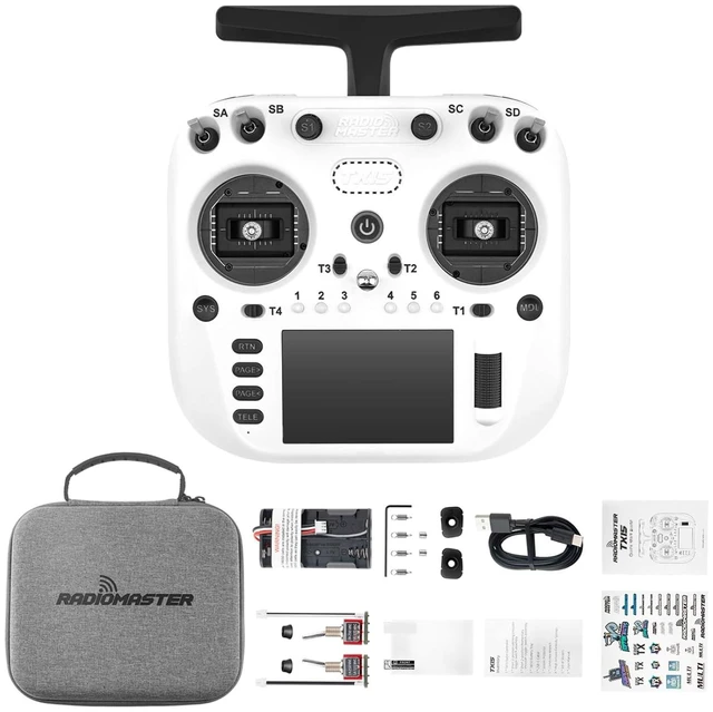 Main image of HTLNUZD RadioMaster TX15 V5.0 16CH ELRS RC Transmitter - 3.5" IPS Touchscreen, Hall Gimbals, LR1121, Gyro, Mic, OpenTX/EdgeTX for FPV Mode 2 (White-TX15)