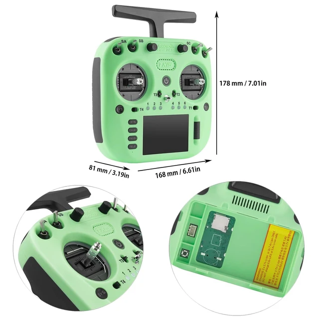 Alt view image 5 of 7 - HTLNUZD RadioMaster TX15 V5.0 16CH ELRS RC Transmitter - 3.5" IPS Touchscreen, Hall Gimbals, LR1121, Gyro, Mic, OpenTX / EdgeTX for FPV Mode 2 (Green-TX15)