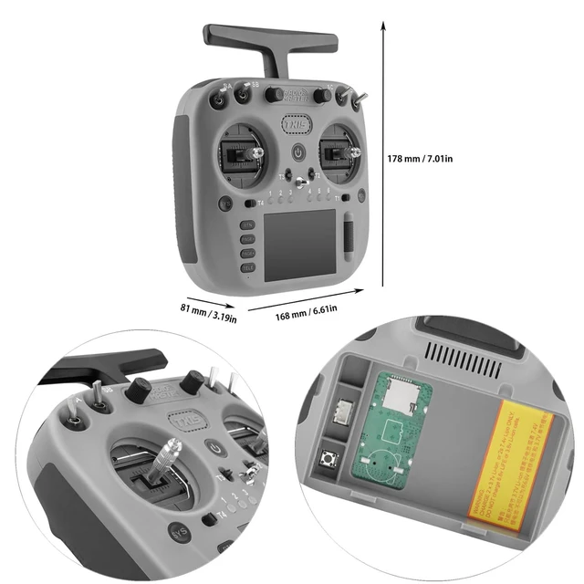 Alt view image 5 of 7 - HTLNUZD RadioMaster TX15 V5.0 16CH ELRS RC Transmitter - 3.5" IPS Touchscreen, Hall Gimbals, LR1121, Gyro, Mic, OpenTX/EdgeTX for FPV Mode 2 (Gray-TX15)