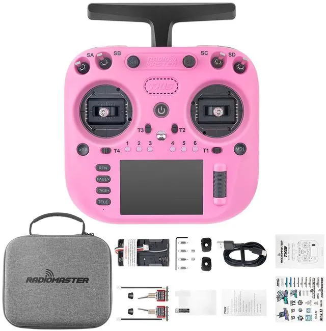 Main image of HTLNUZD RadioMaster TX15 V5.0 16CH ELRS RC Transmitter - 3.5" IPS Touchscreen, Hall Gimbals, LR1121, Gyro, Mic, OpenTX/EdgeTX for FPV Mode 2 (Pink-TX15)