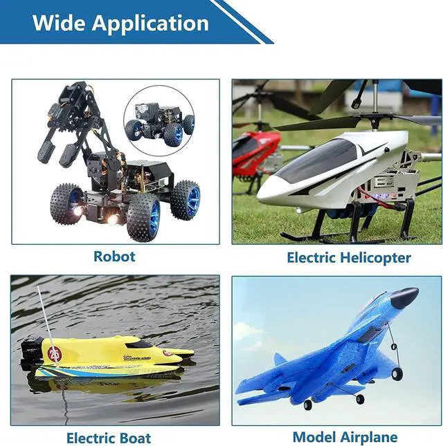Alt view image 2 of 7 - HTLNUZD 4Pack MG996R Analog Servo 55g Metal Gear Torque Digital Servo Motor,180/360 Degree for Futaba Sanwa GWS JR RC Helicopter Car Boat Robot DIY Project (4Pack 360° MG996R Servo Motor)