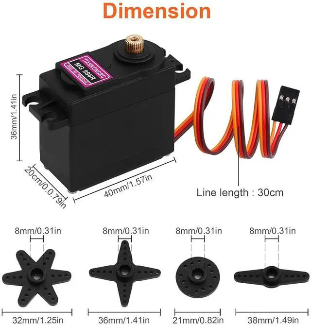 Alt view image 5 of 7 - HTLNUZD 4Pack MG996R Analog Servo 55g Metal Gear Torque Digital Servo Motor,180/360 Degree for Futaba Sanwa GWS JR RC Helicopter Car Boat Robot DIY Project (4Pack 360° MG996R Servo Motor)
