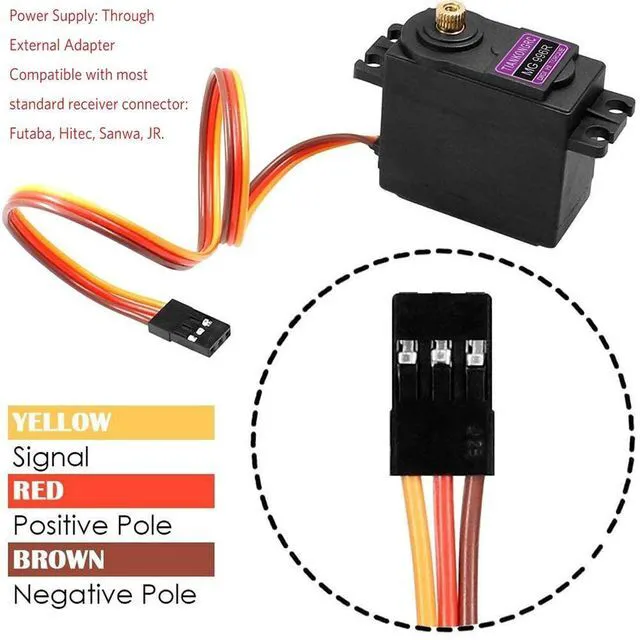 Alt view image 6 of 7 - HTLNUZD 4Pack MG996R Analog Servo 55g Metal Gear Torque Digital Servo Motor,180/360 Degree for Futaba Sanwa GWS JR RC Helicopter Car Boat Robot DIY Project (4Pack 360° MG996R Servo Motor)