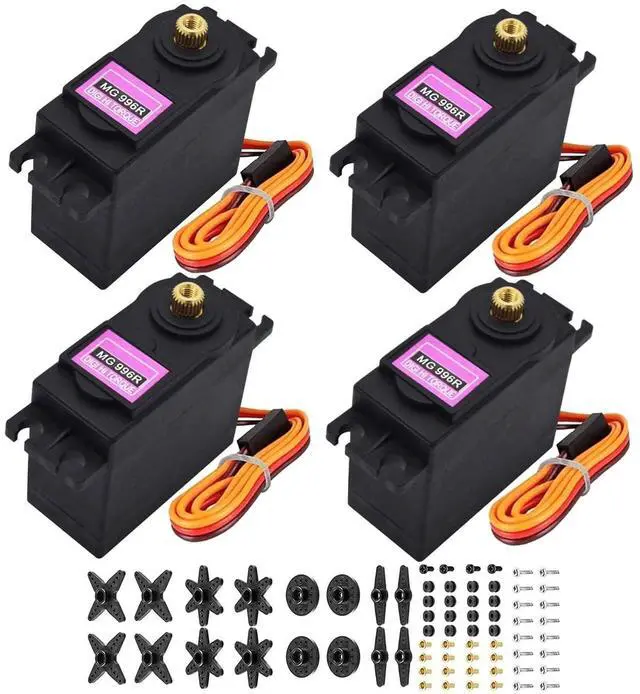 Main image of HTLNUZD 4Pack MG996R Analog Servo 55g Metal Gear Torque Digital Servo Motor,180/360 Degree for Futaba Sanwa GWS JR RC Helicopter Car Boat Robot DIY Project (4Pack 360° MG996R Servo Motor)