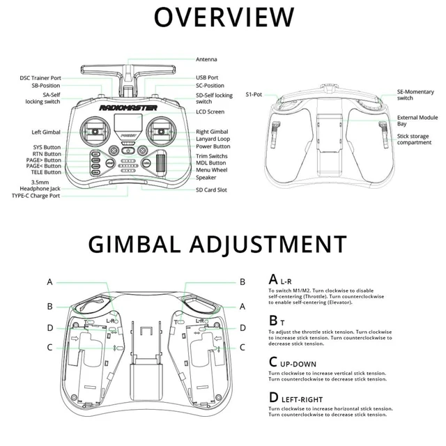 Alt view image 5 of 7 - HTLNUZD Radiomaster Pocket Hall Gimbal Transmitter Remote Control Lightweight, Portable, Foldable Antenna, ELRS Mode 2 for RC Drones & Models
