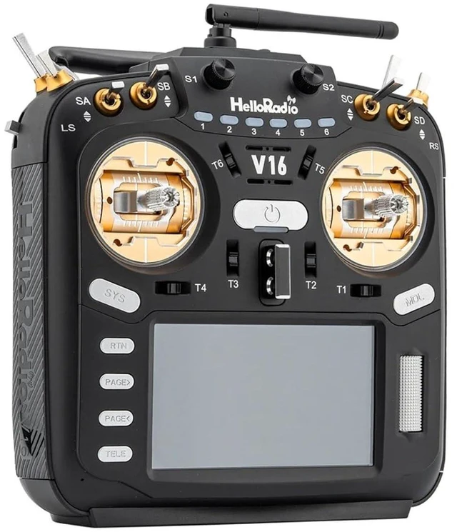Alt view image 7 of 7 - HTLNUZD V16 MAX ELRS 2.4GHz Multi-Protocol 16CH Transmitter EDGETX/OPENTX Compatible FPV Remote with 4.3" Touchscreen 6-Axis Gyro, and Reverse Polarity Protection for Racing Drones & Aircraft Model 2