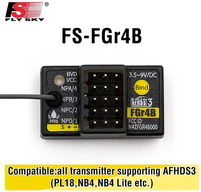 Alt view image 2 of 7 - HTLNUZD Flysky FGr4B 4CH AFHDS 3 Receiver for RC Car Boat 2.4Ghz PWM/PPM/i-Bus/S.Bus/i-bus2 Output Compatible FS PL18 NB4 Lite NB4 Transmitter
