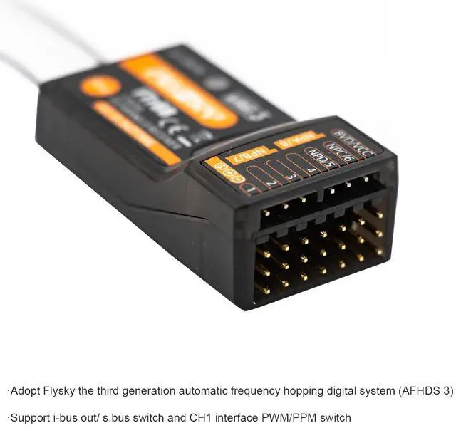 Alt view image 2 of 7 - HTLNUZD Flysky FTr8B 2.4GHz Remote Control Receiver Dual Antenna, 8CH PWM/PPM/i.Bus/S.Bus Output Compatible AFHDS 3 RF Modules for PL18 NB4 NB4 Lite Transmitter RC Glider Vehicles