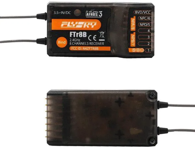 Alt view image 3 of 7 - HTLNUZD Flysky FTr8B 2.4GHz Remote Control Receiver Dual Antenna, 8CH PWM/PPM/i.Bus/S.Bus Output Compatible AFHDS 3 RF Modules for PL18 NB4 NB4 Lite Transmitter RC Glider Vehicles