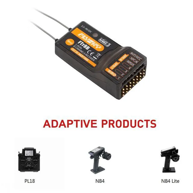 Alt view image 7 of 7 - HTLNUZD Flysky FTr8B 2.4GHz Remote Control Receiver Dual Antenna, 8CH PWM/PPM/i.Bus/S.Bus Output Compatible AFHDS 3 RF Modules for PL18 NB4 NB4 Lite Transmitter RC Glider Vehicles