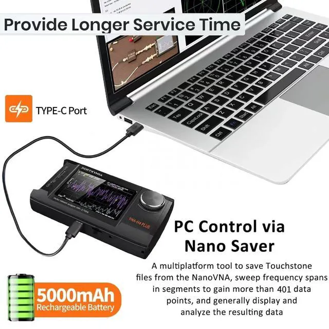Alt view image 5 of 7 - HTLNUZD 4" VNA Antenna Analyzer 50kHz-2.7GHz 5000mAh