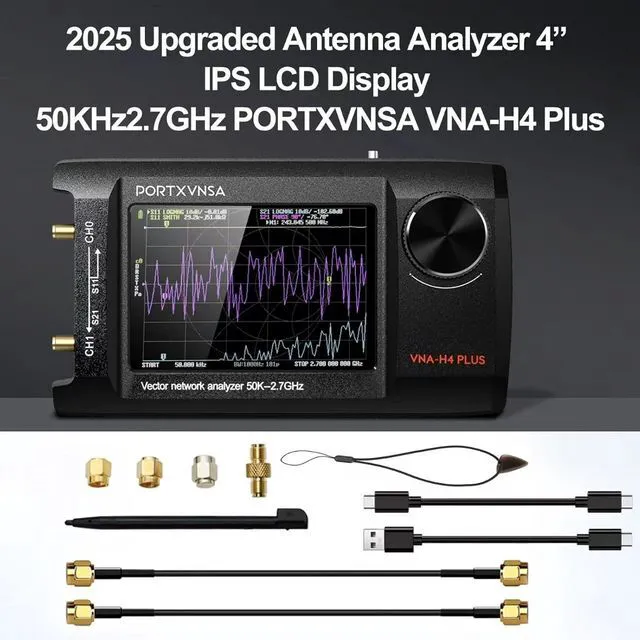 Alt view image 7 of 7 - HTLNUZD 4" VNA Antenna Analyzer 50kHz-2.7GHz 5000mAh