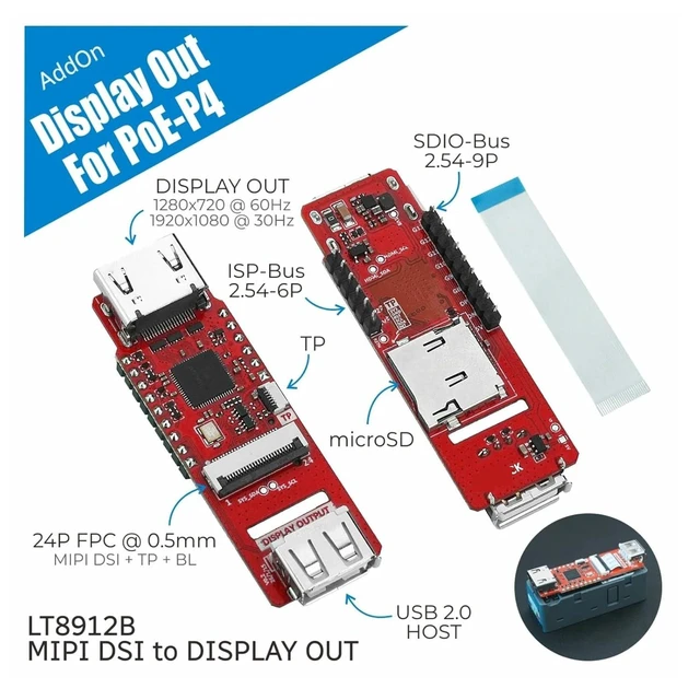 Alt view image 2 of 7 - HTLNUZD M 5Stack Display Out for PoE-P4 HDMI Output Module LT8912B