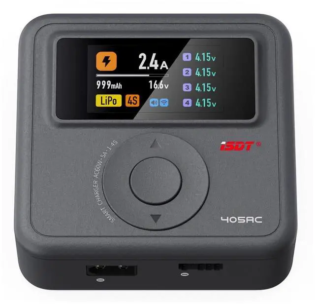 Main image of HTLNUZD ISDT 405AC 60W 5A Smart Charger with XT60 Port Compatible for 1-4S Life/LiHv/LiPo, 1-7S Lead Acid, 1-12S NiMH/NiCd Batteries