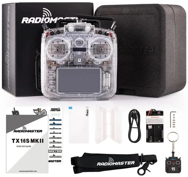 Main image of HTLNUZD RadioMaster TX16S MKII FCC Transparent MCK Edition RC Transmitter ELRS M2 Protocol 16CH Sticky 360 Gimbal Stick Ends for FPV Racing Drones