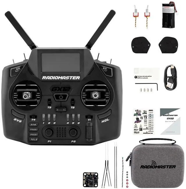 Main image of HTLNUZD Radiomaster GX12 ExpressLRS Dual-Band Gemini Xross Band Radio Controller with 3D Digital Hall Gimbal 2.4GHz/915MHz for FPV Drones RC Aircraft (GX12 M2-BDR4)